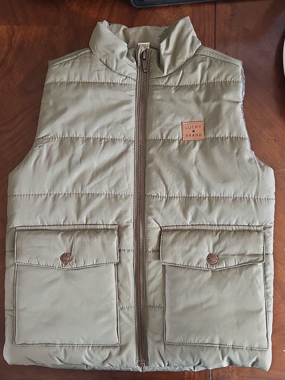 Lucky Brand Kids Olive Quilted Puffer Vest